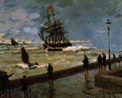 克劳德 莫奈 : The Jetty at Le Havre in Rough Westher